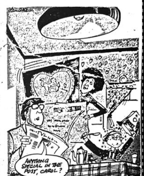 Cartoon accompanying the column: ANYTHING SPECIAL IN THE POST, CAROL?