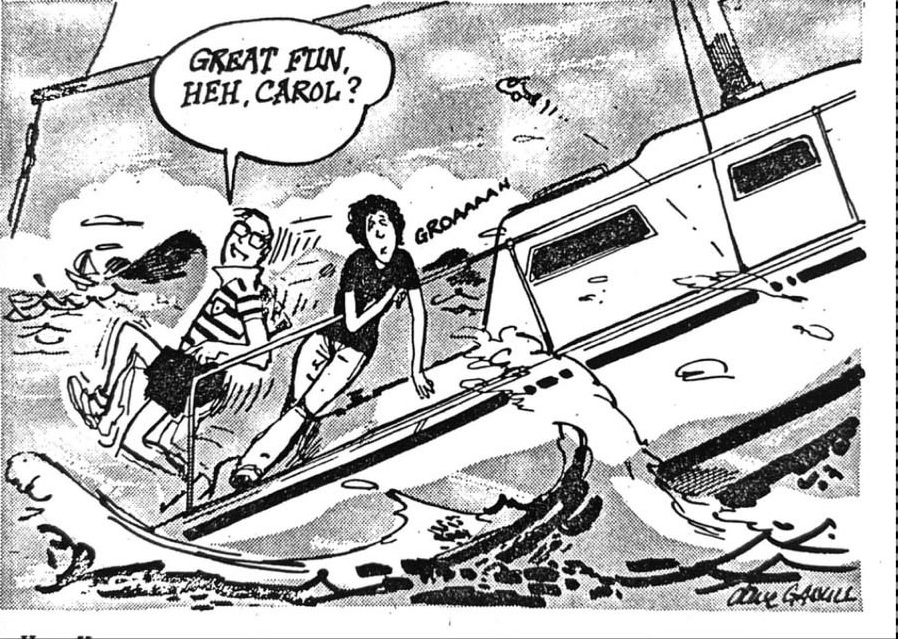 Cartoon accompanying the column: GREAT FUN, HEH, CAROL?