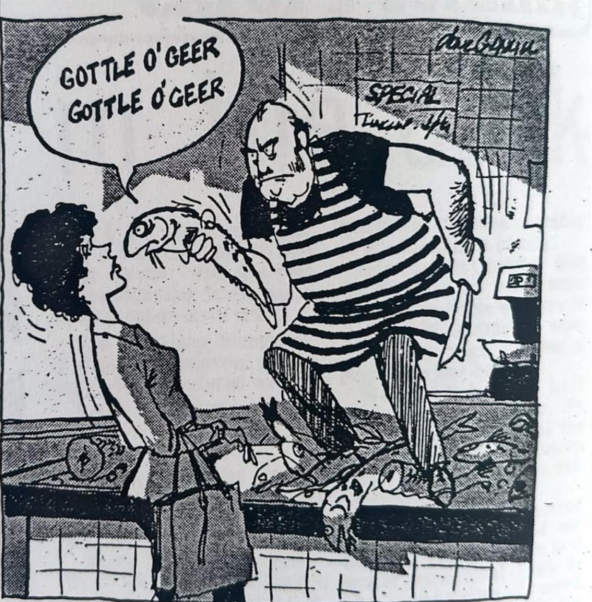 Cartoon accompanying the column: GOTTLE O'GEER GOTTLE O'GEER