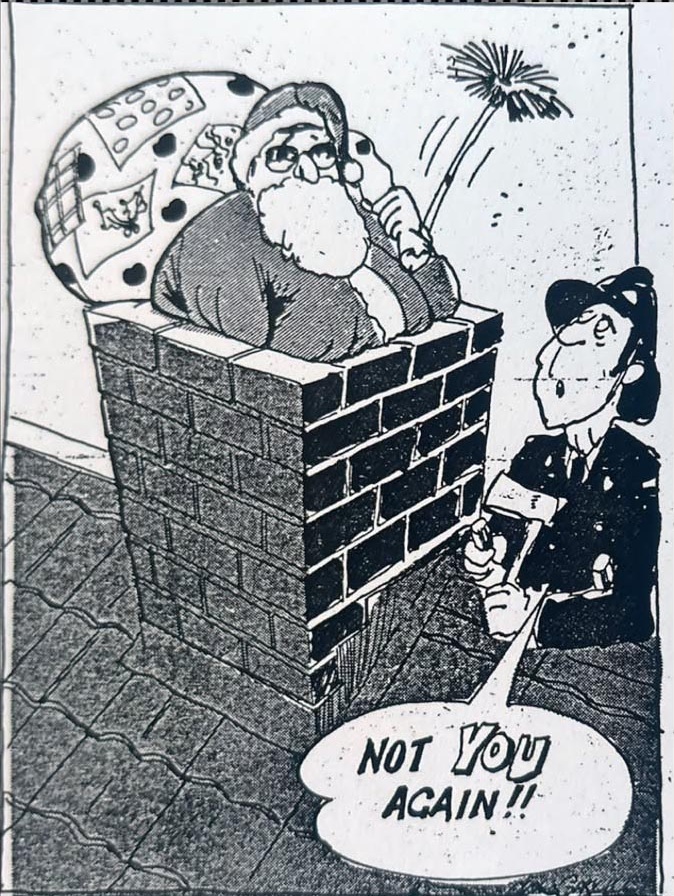 Cartoon accompanying the column: NOT YOU AGAIN!!