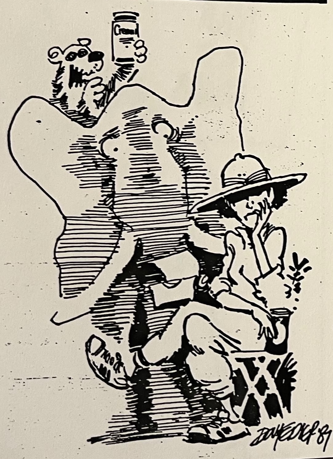 Cartoon accompanying the column: Carol sits beside an elephant with a baboon holding a tin above her.