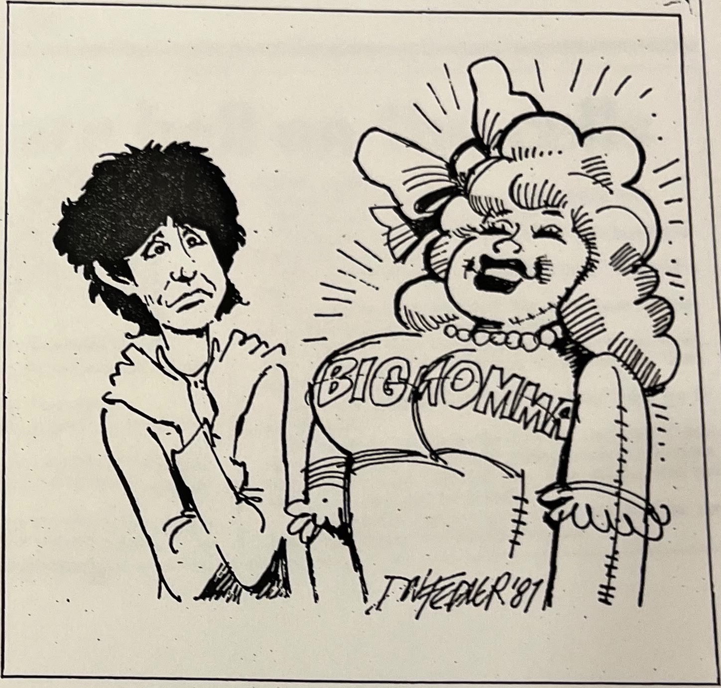 Cartoon accompanying the column: Carol stands beside a smiling mechanical woman labelled “Big Momma”.