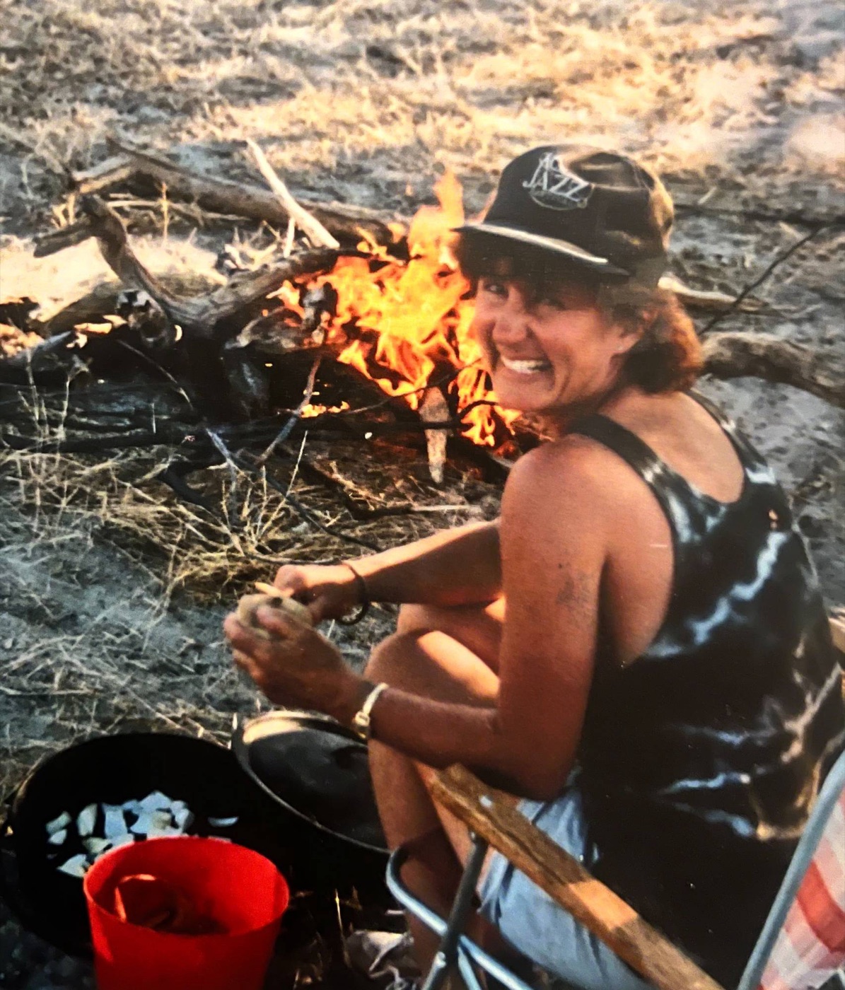 Carol’s happy place, the bush kitchen - Savuti (Botswana) - 1987